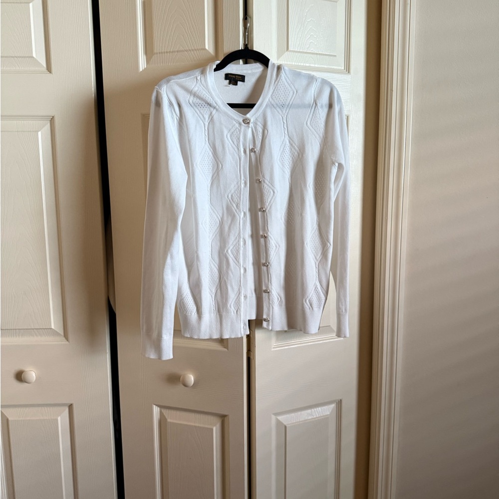 White Cable Knit Cardigan
